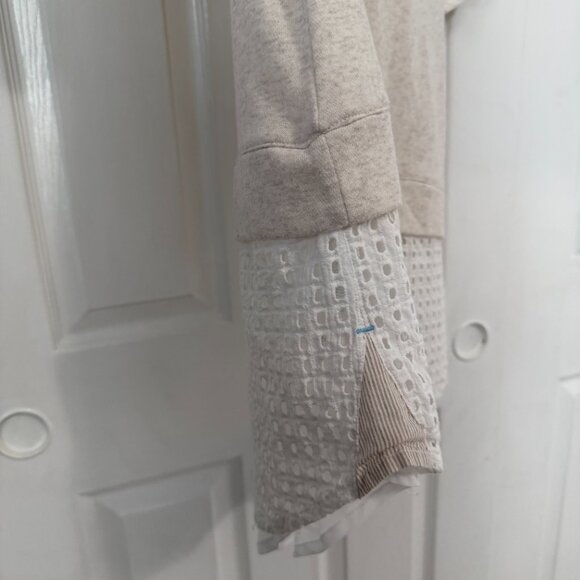 Anthropologie Layered Eyelet Sheer Sweater Shirt Medium Cottage Preppy - Picture 6 of 7